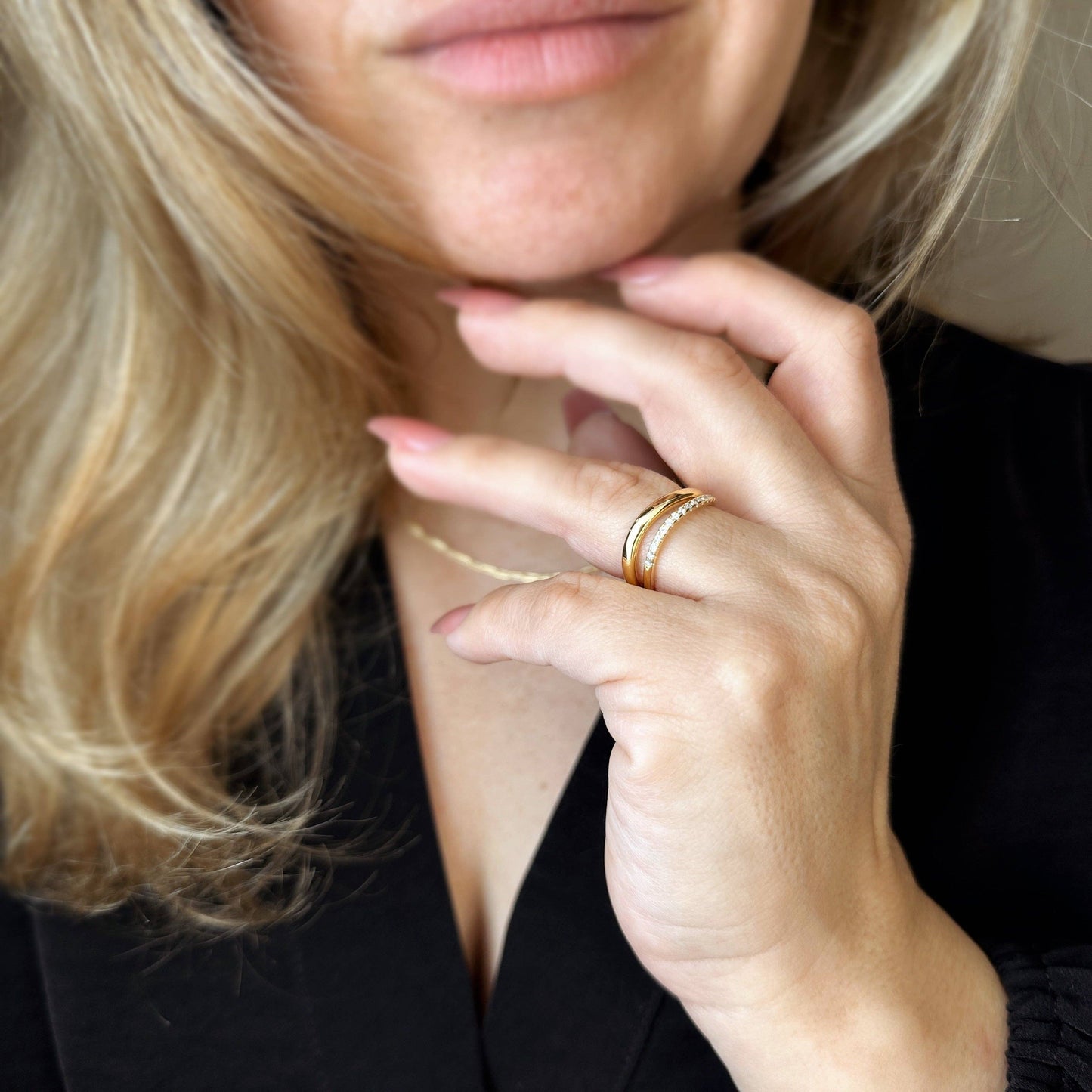 Bague Vague Empilable en Or Rempli 18k