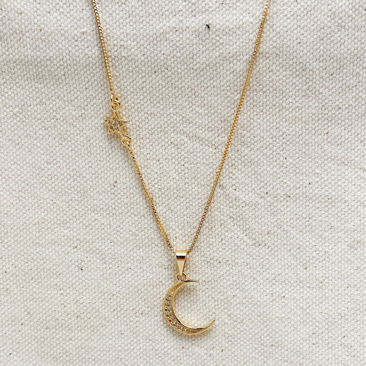 Collier lune et étoile en or 18 carats