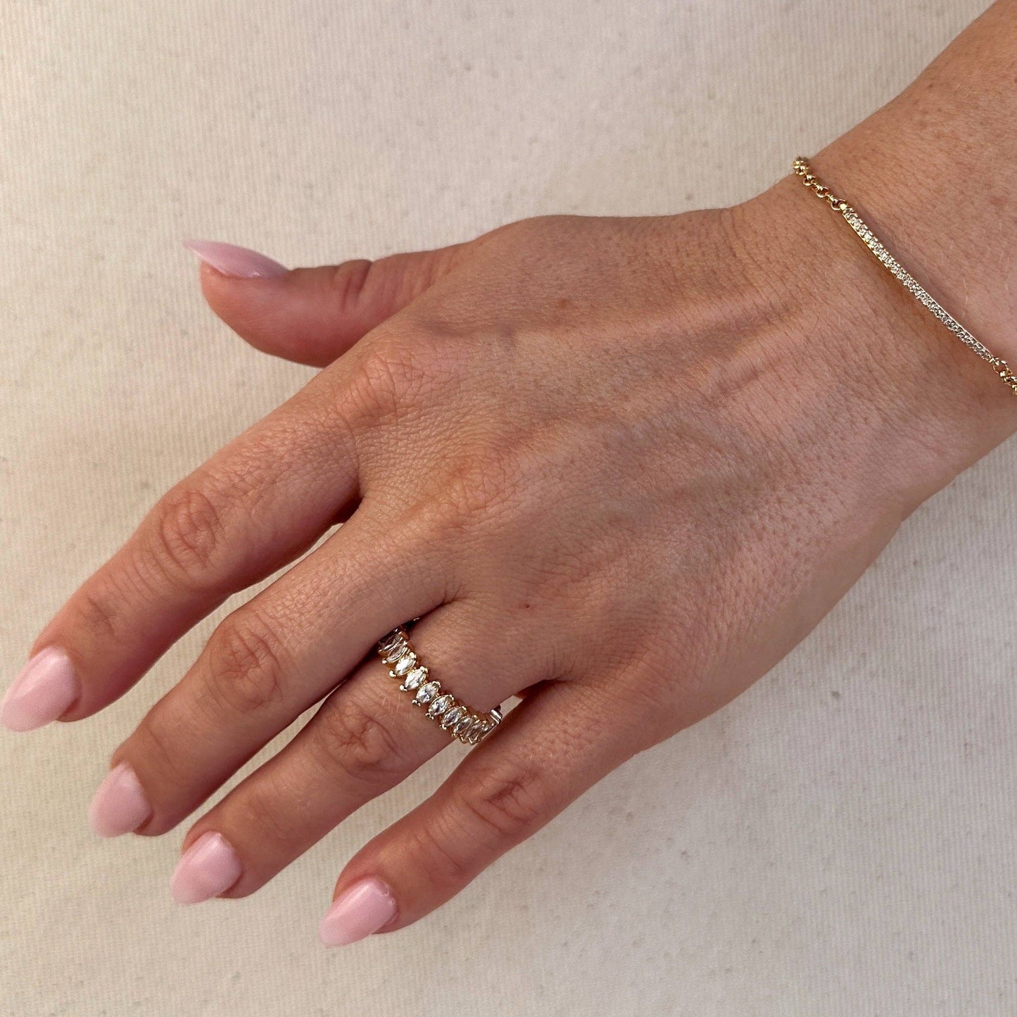 Bague Marquise Eternity remplie d'or 18 carats