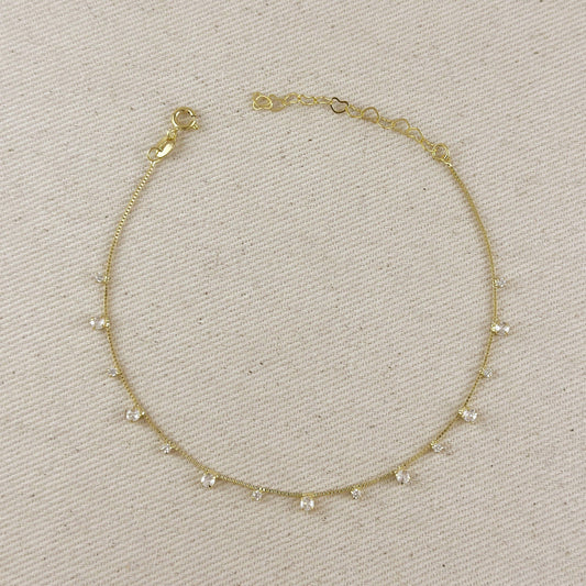 Chevillière en or rempli 18k avec micro zircon cubique