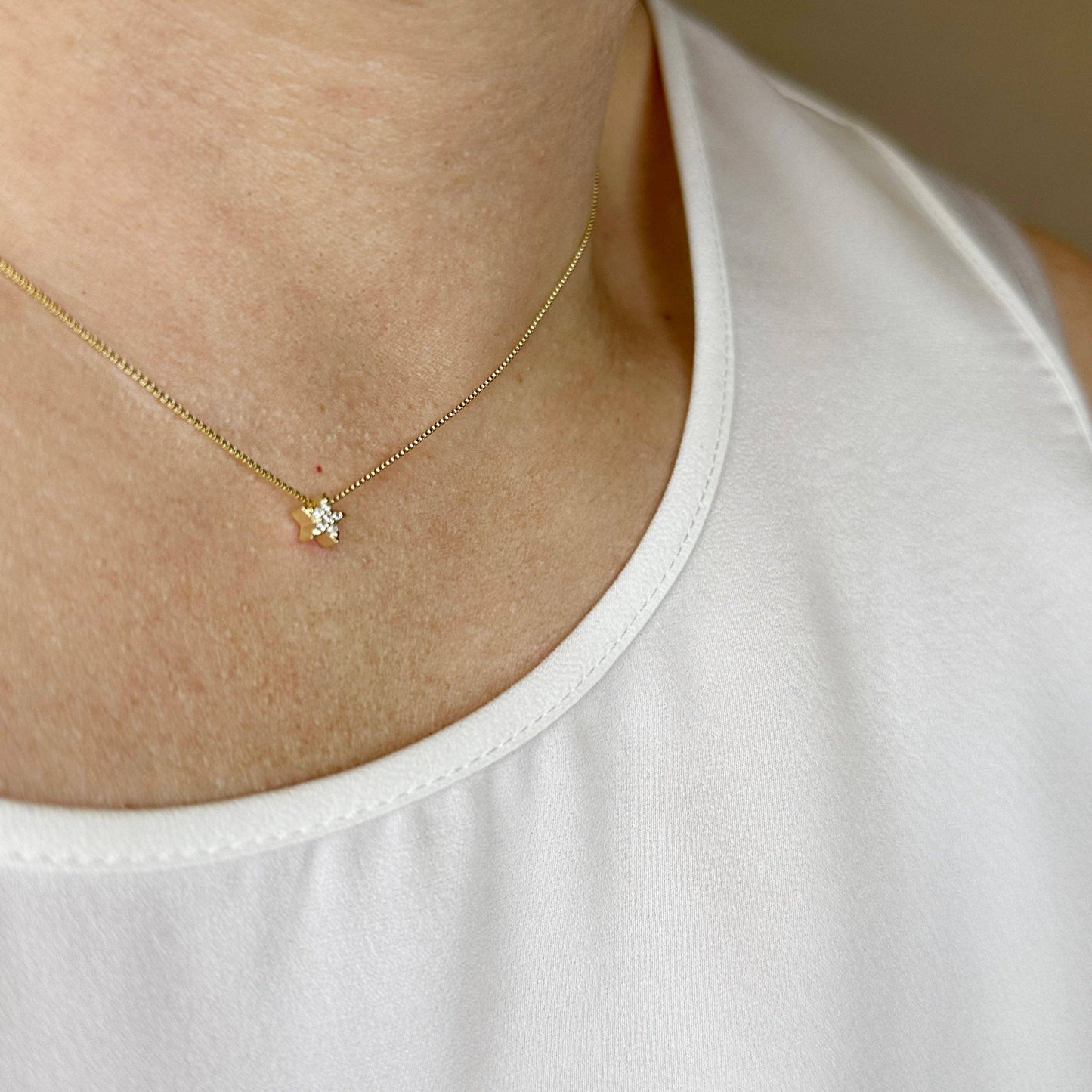Collier Étoile Mini CZ en Or Rempli 18k