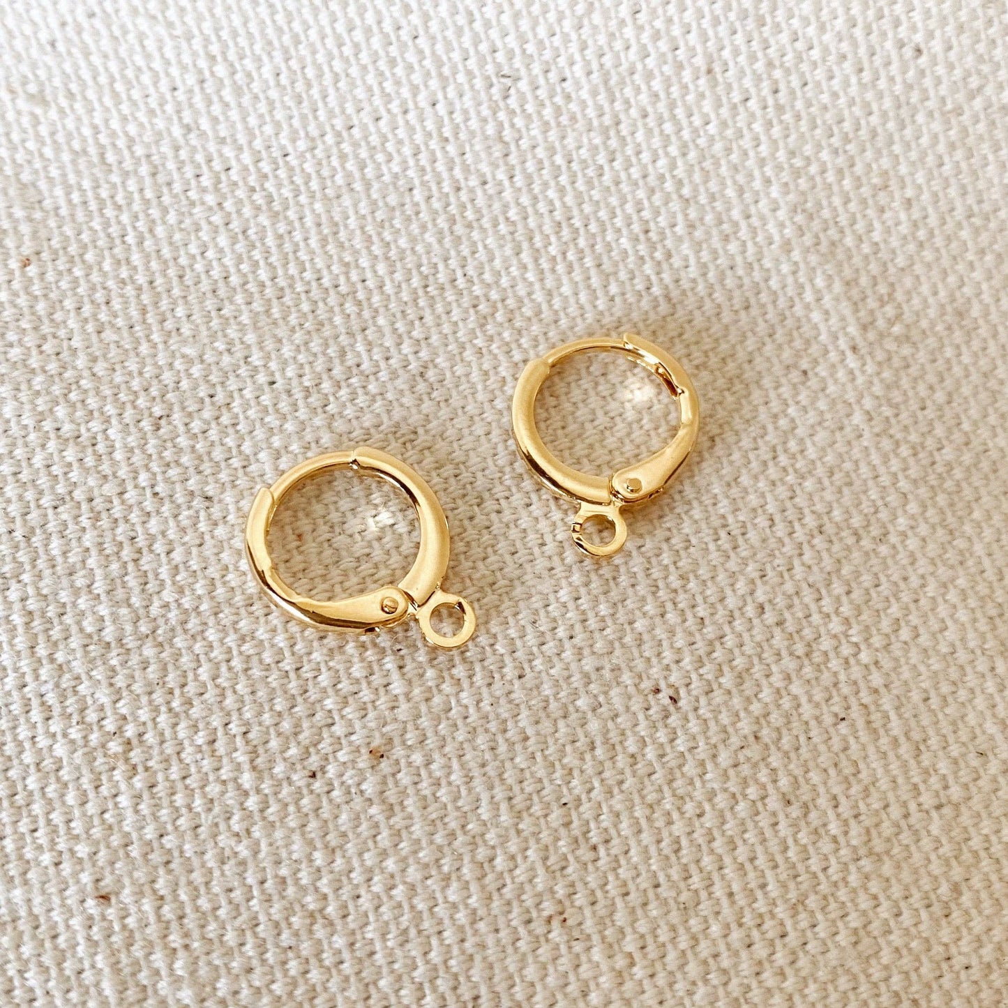 Boucle d'oreille créole à levier de 12 mm remplie d'or 18 carats pour la fabrication de bijoux