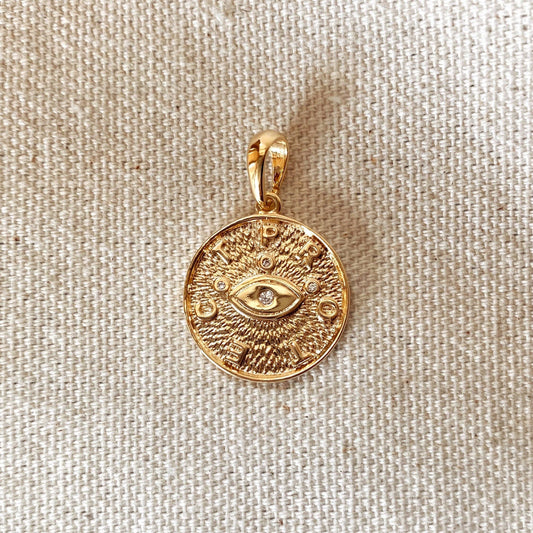 Collier avec chaîne en or et pendentif de protection contre le mauvais œil en or rempli 18 carats