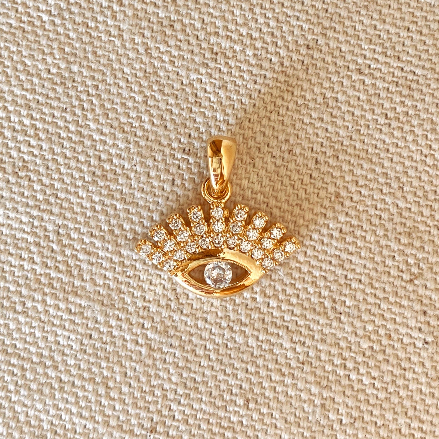 Pendentif œil protecteur délicat en zircone cubique et or 18 carats