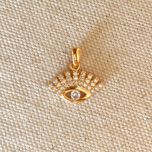 Pendentif œil protecteur délicat en zircone cubique et or 18 carats