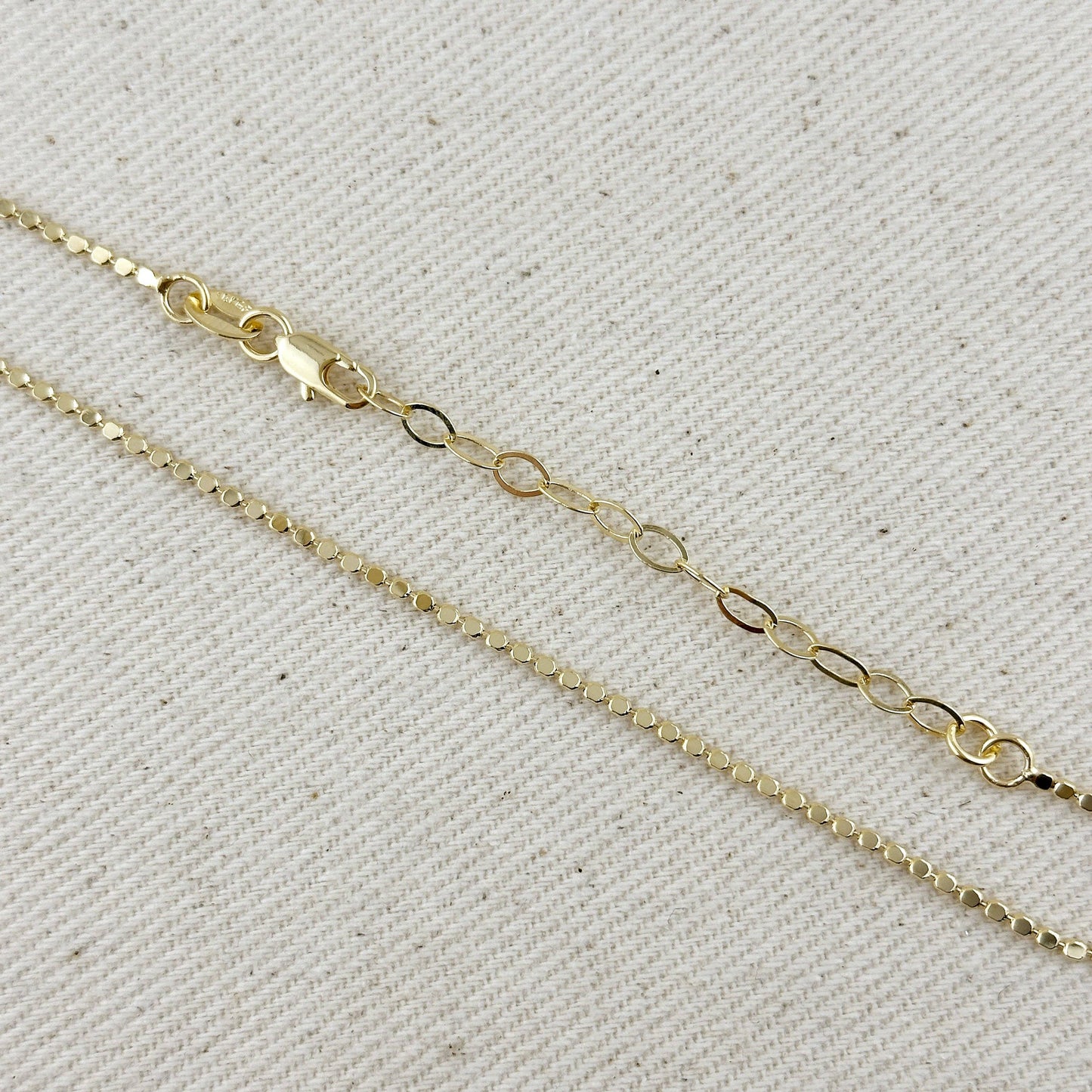 Bracelet à billes plates 1,5 mm en or rempli 18k