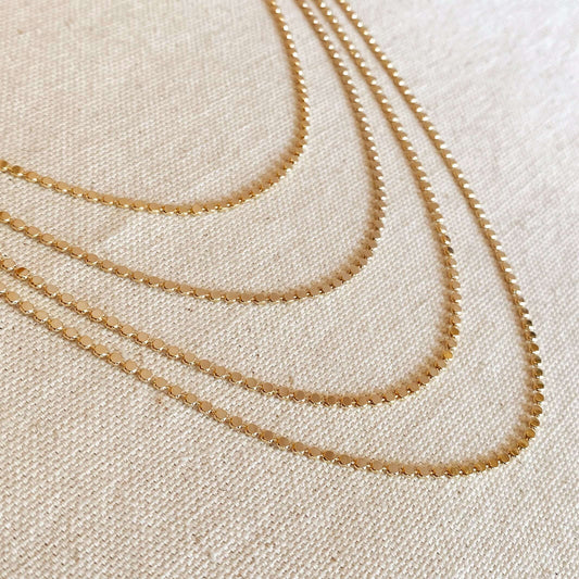 Collier chaîne à boules plates pois de 2 mm rempli d'or 18 carats