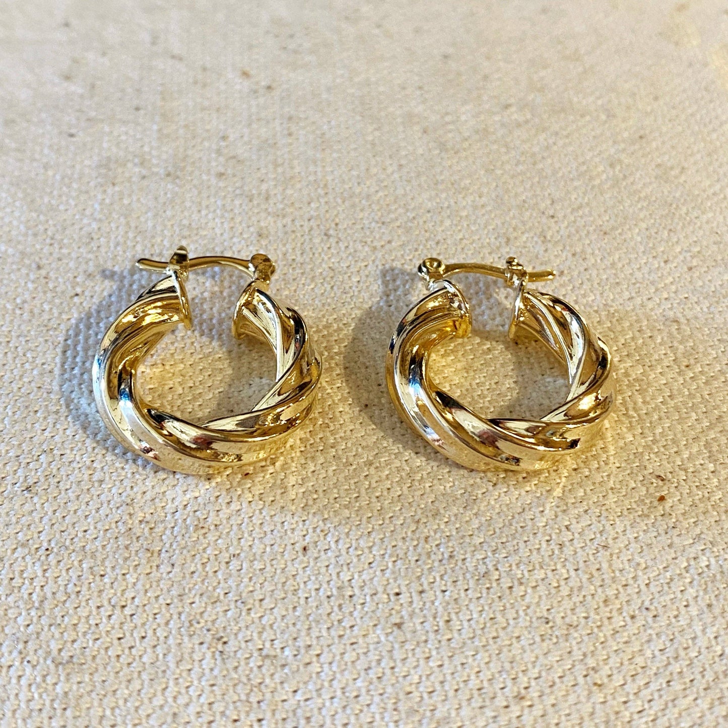 Créoles torsadées en or rempli 18 carats - Fermeture à loquet