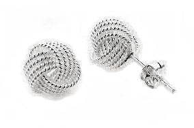 Petites boucles d'oreilles élégantes en forme de nœud d'amour en argent sterling