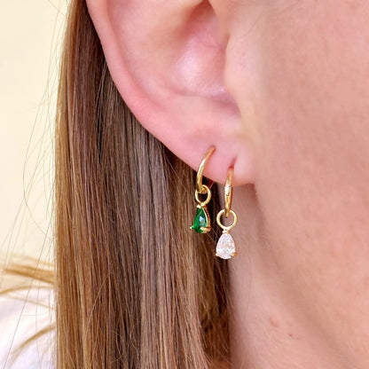 Boucles d'oreilles clickers émeraude en or rempli
