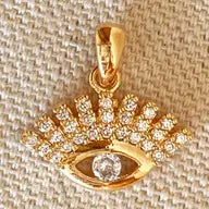 Collier avec chaîne box en or et pendentif oeil
