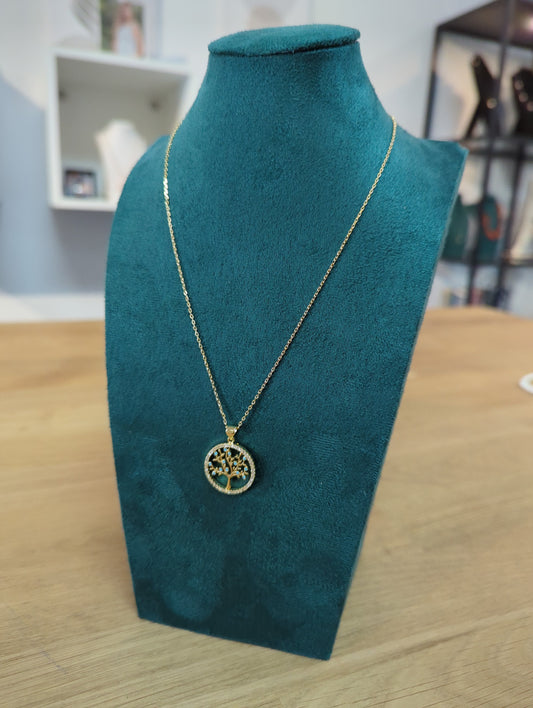 Collier avec chaîne en or et pendentif Arbre de vie